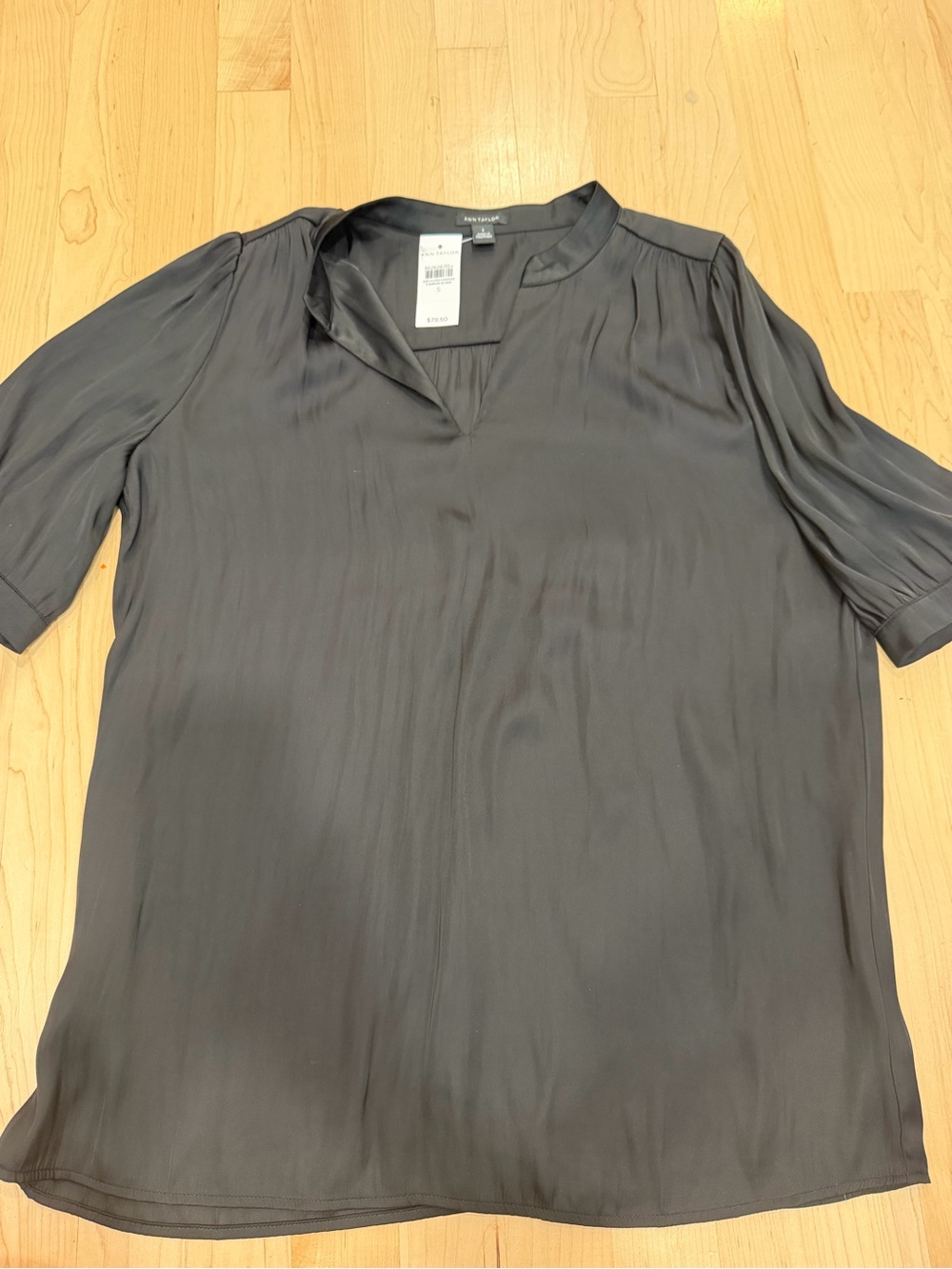 Ann Taylor Shiny Split V-Neck Blouse
